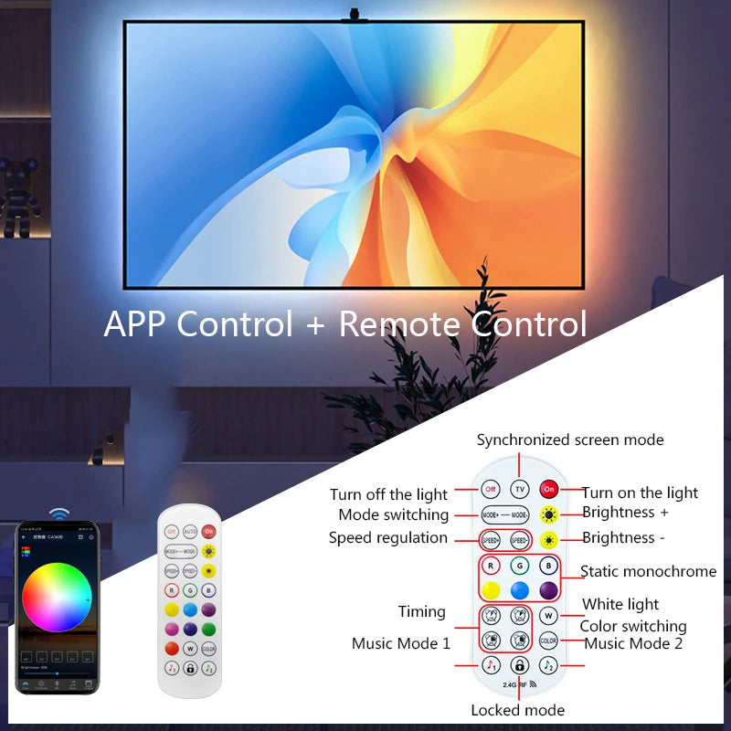 LUXVIA Elastyczna Taśma LED RGBIC do Telewizora – Sterowanie APP, Muzyka i Synchronizacja